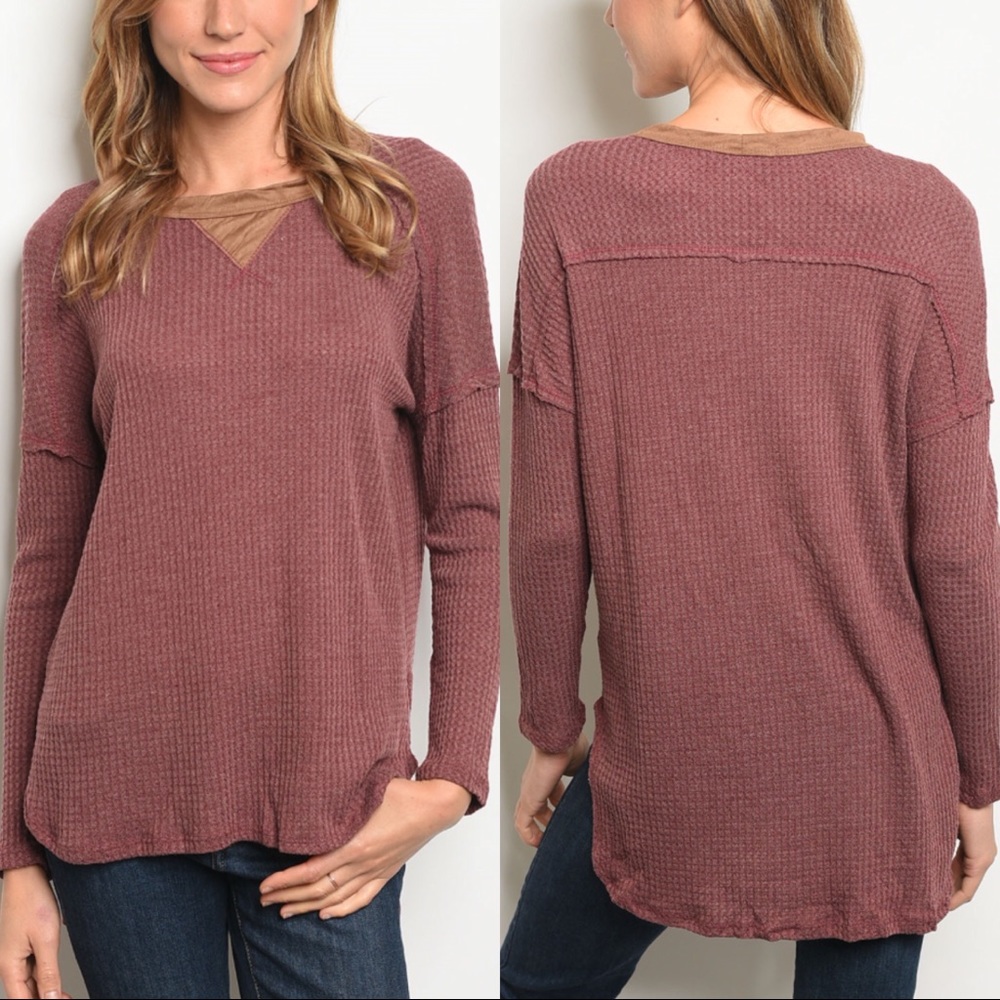 6 PACK | BURGUNDY WAFFLE TOP